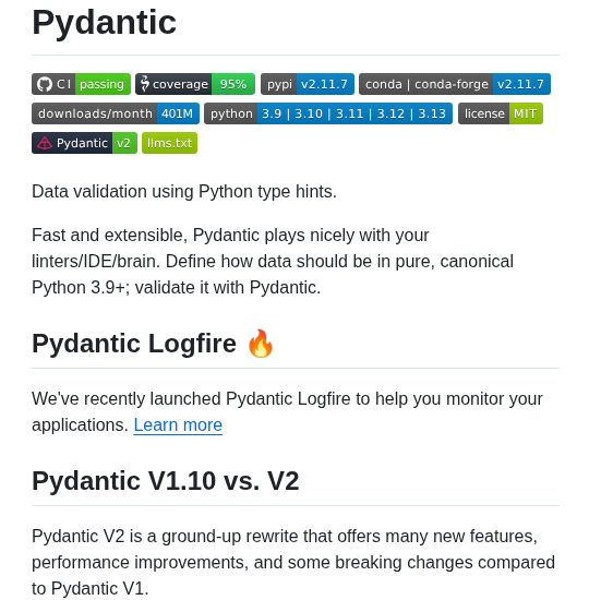 Pydantic Pydantic screenshot