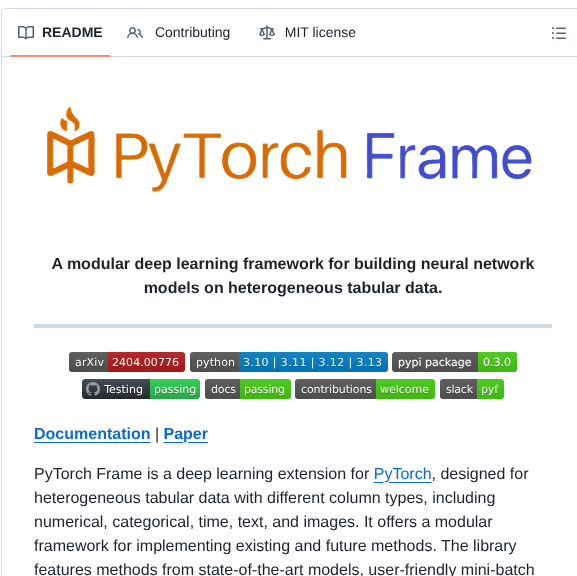 Pyg Team Pytorch Frame screenshot