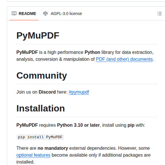 Pymupdf Pymupdf screenshot