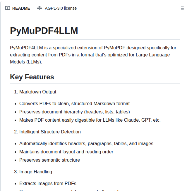 Pymupdf Pymupdf4llm screenshot