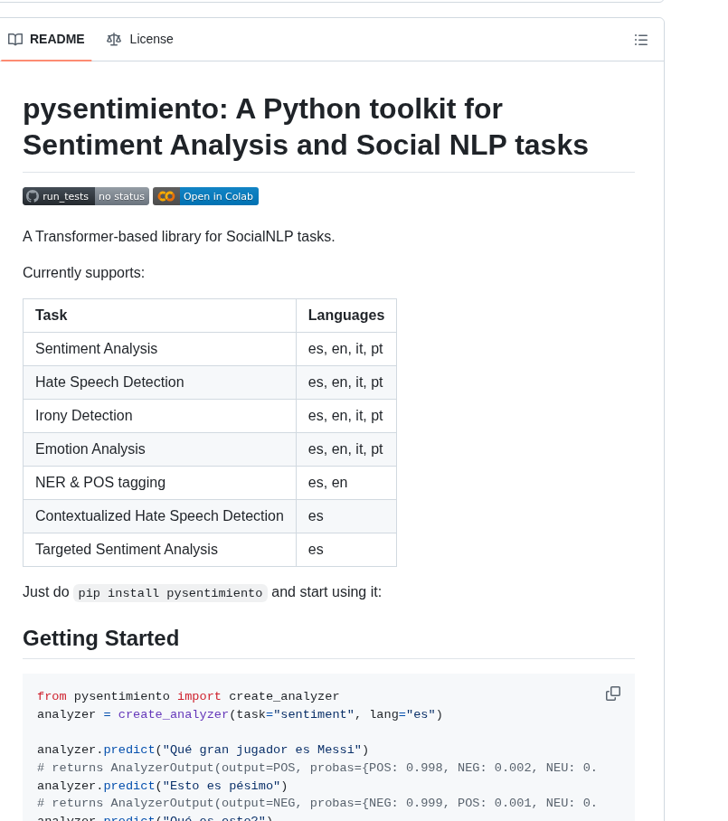 Pysentimiento Pysentimiento screenshot