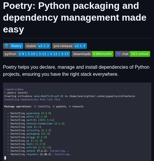 Python Poetry Poetry screenshot