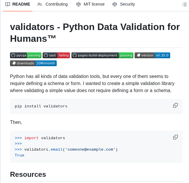 Python Validators Validators screenshot