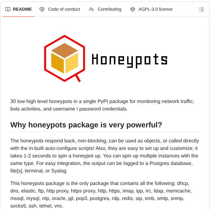 Qeeqbox Honeypots screenshot