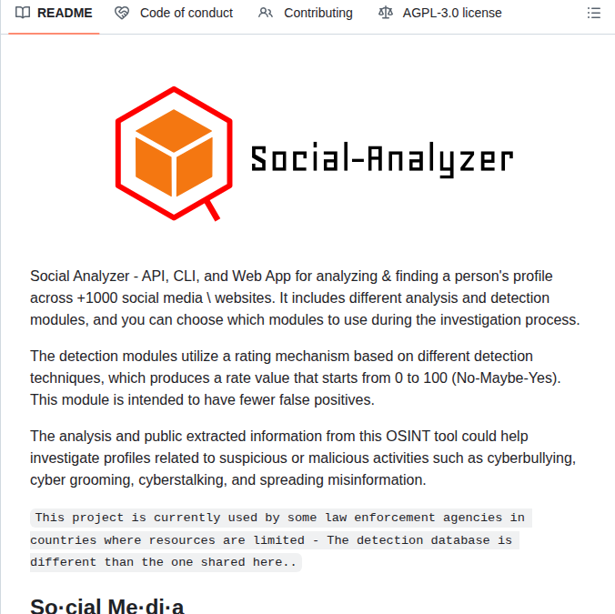 Qeeqbox Social Analyzer screenshot