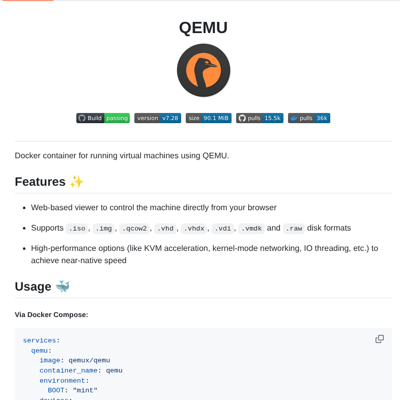 Qemus Qemu screenshot