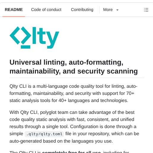 Qltysh Qlty screenshot