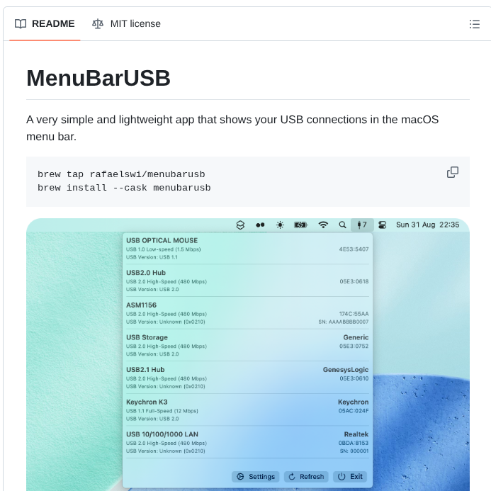 Rafaelswi Menubarusb screenshot