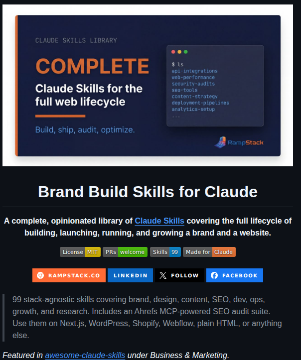 Rampstackco Claude Skills screenshot