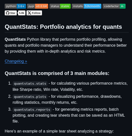 Ranaroussi Quantstats screenshot