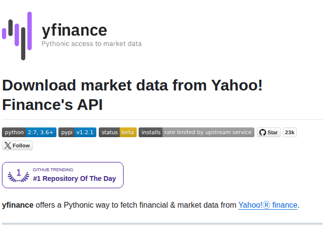 Ranaroussi Yfinance screenshot
