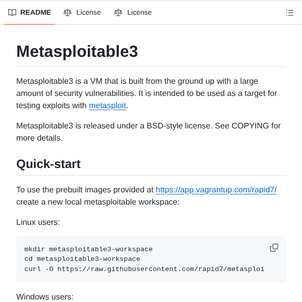 Rapid7 Metasploitable3 screenshot