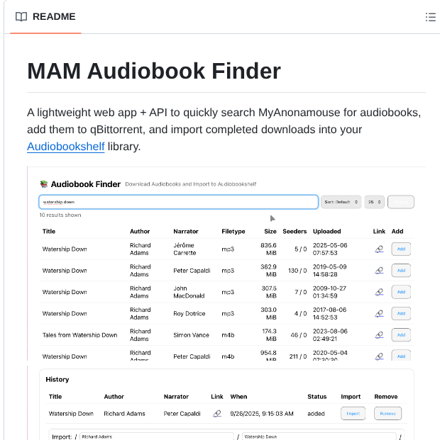 Raygan Mam Audiofinder screenshot