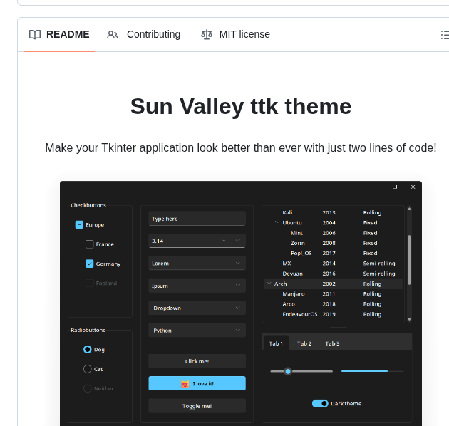 Rdbende Sun Valley Ttk Theme screenshot