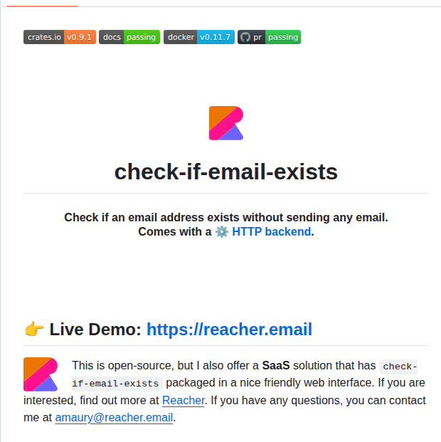 Reacherhq Check If Email Exists screenshot