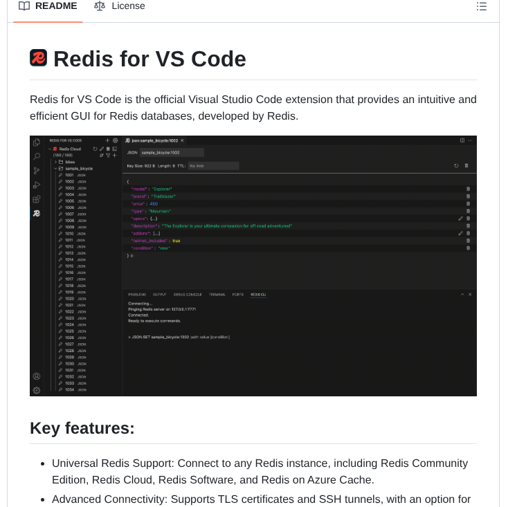 Redis Redis For Vs Code screenshot
