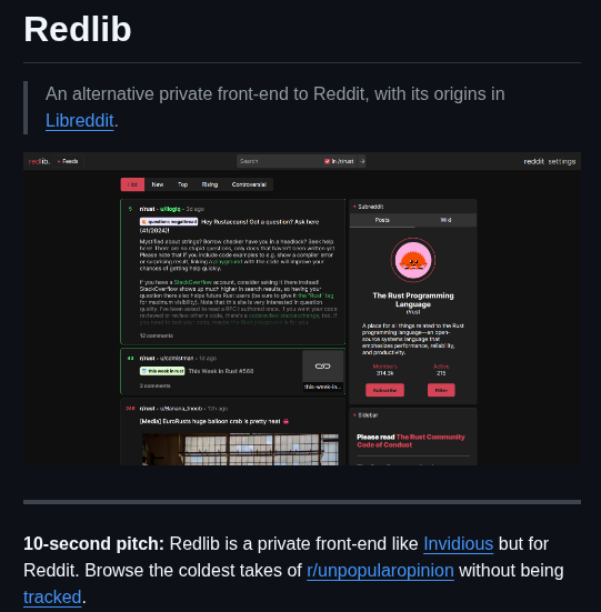 Redlib Org Redlib screenshot