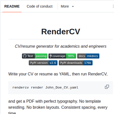 Rendercv Rendercv screenshot