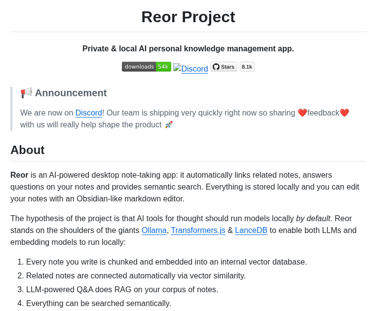 Reorproject Reor screenshot