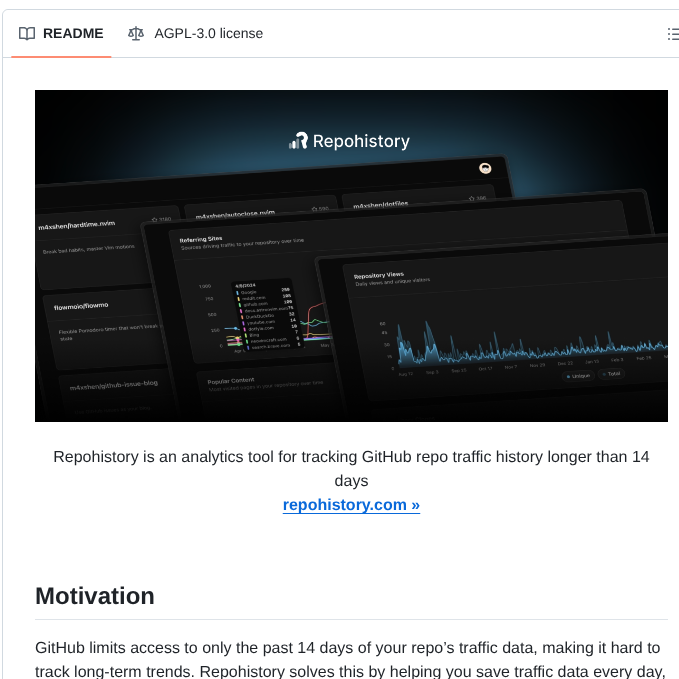 Repohistory Repohistory screenshot