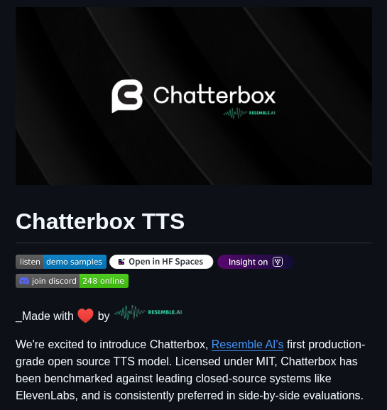 Resemble Ai Chatterbox screenshot