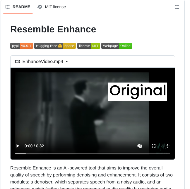Resemble Ai Resemble Enhance screenshot
