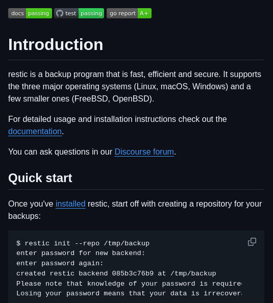 Restic Restic screenshot