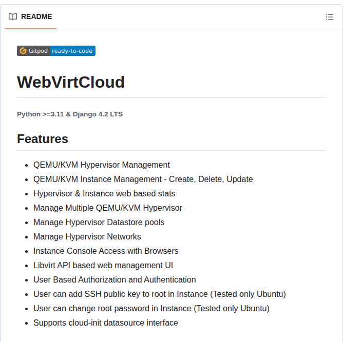 Retspen Webvirtcloud screenshot