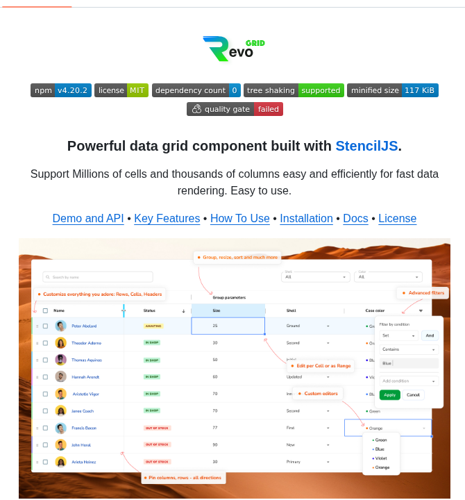 Revolist Revogrid screenshot