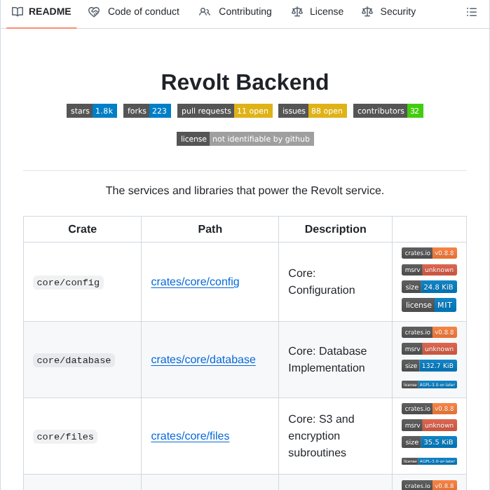 Revoltchat Backend screenshot