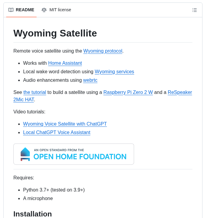 Rhasspy Wyoming Satellite screenshot