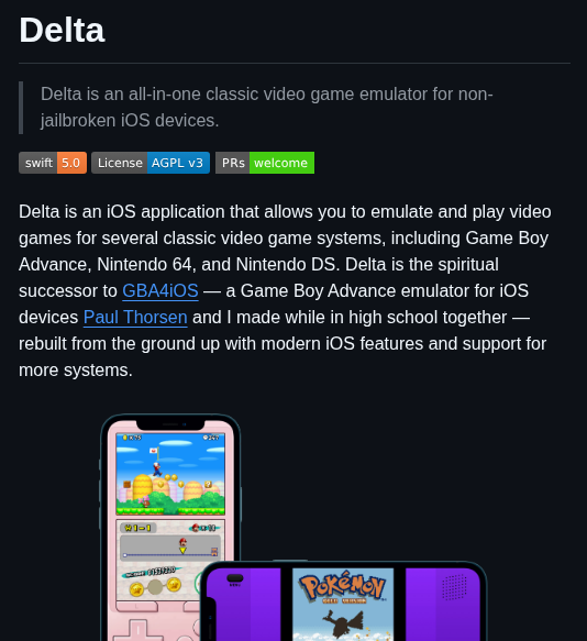 Rileytestut Delta screenshot
