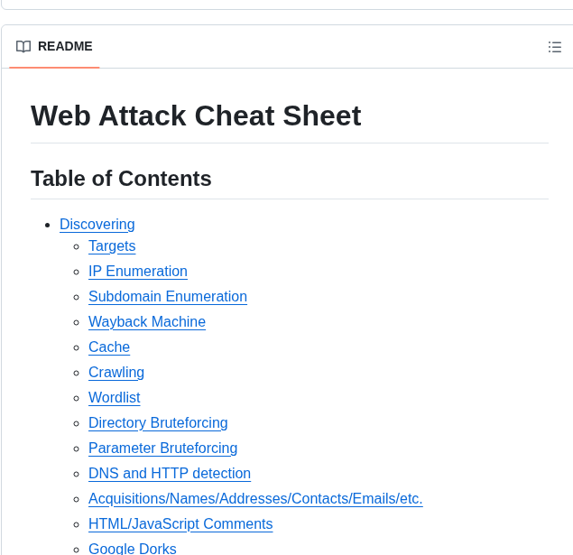 Riramar Web Attack Cheat Sheet screenshot