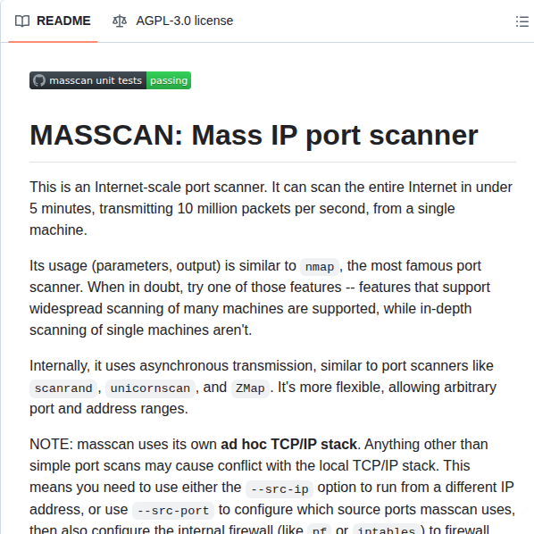 Robertdavidgraham Masscan screenshot