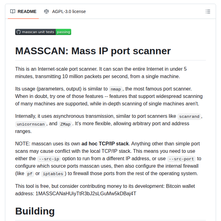 Robertdavidgraham Masscan screenshot