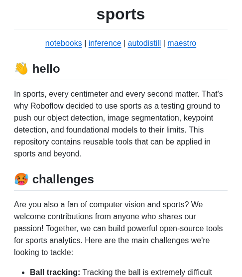 Roboflow Sports screenshot