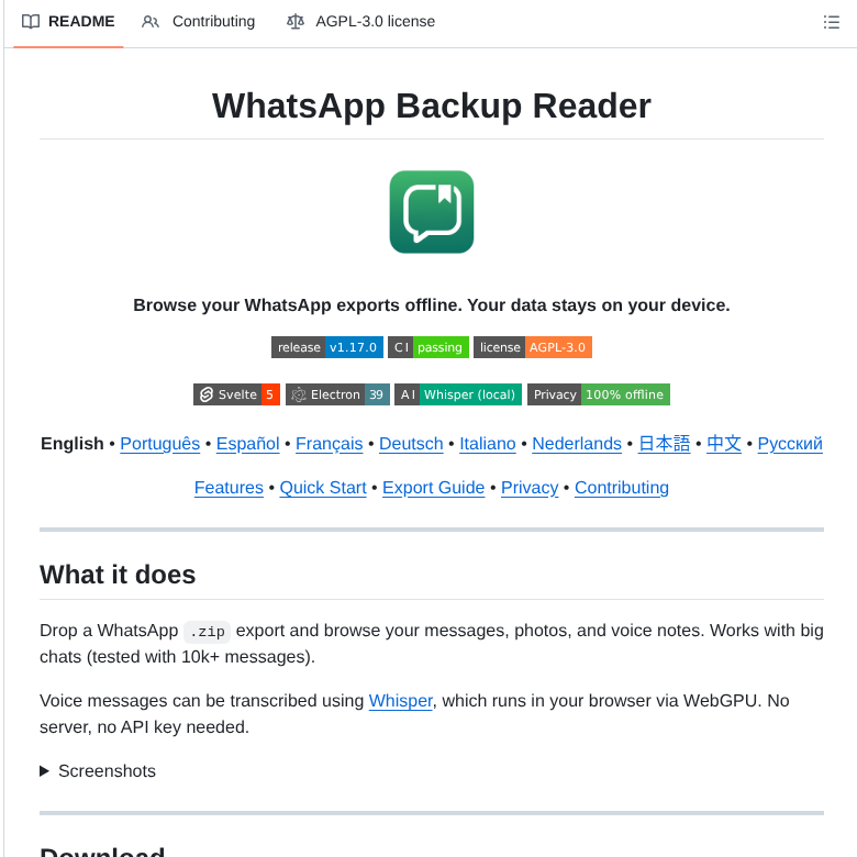 Rodrigogs Whats Reader screenshot