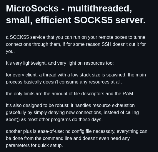 Rofl0r Microsocks screenshot