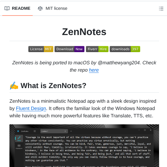 Rohankishore Zennotes screenshot