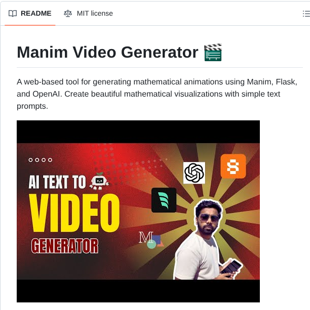 Rohitg00 Manim Video Generator screenshot