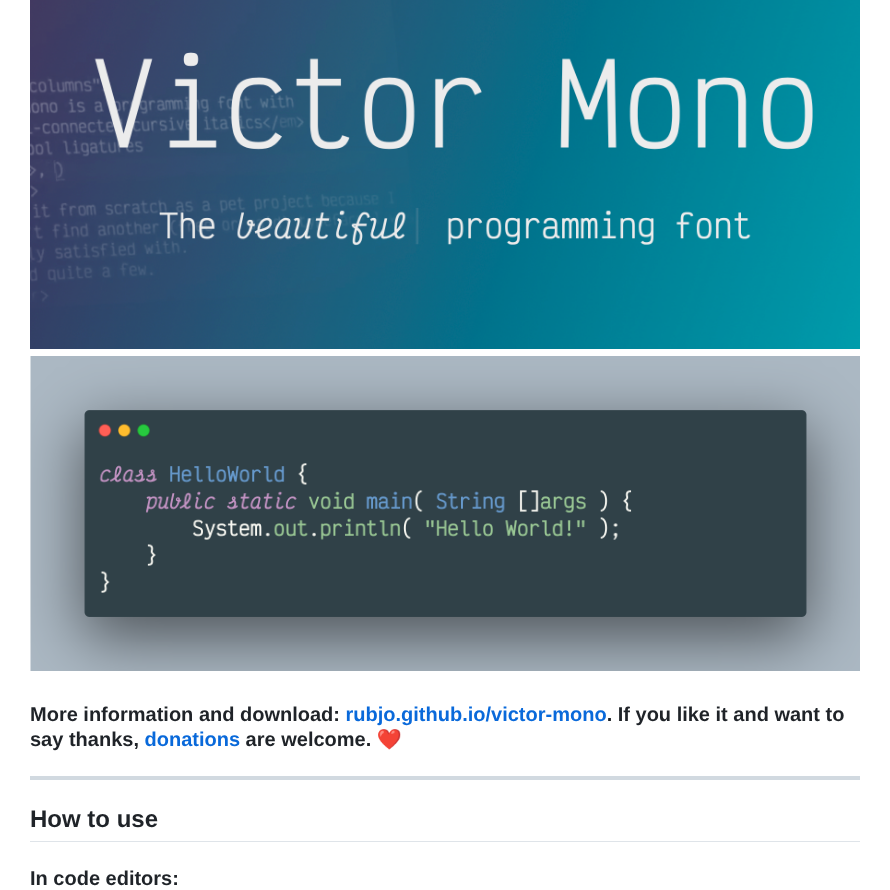 Rubjo Victor Mono screenshot