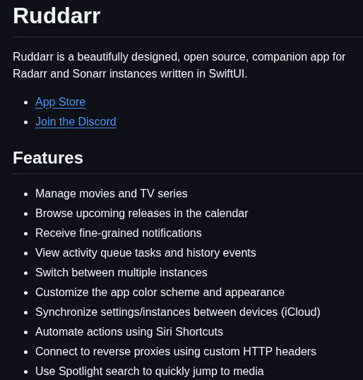 Ruddarr App screenshot