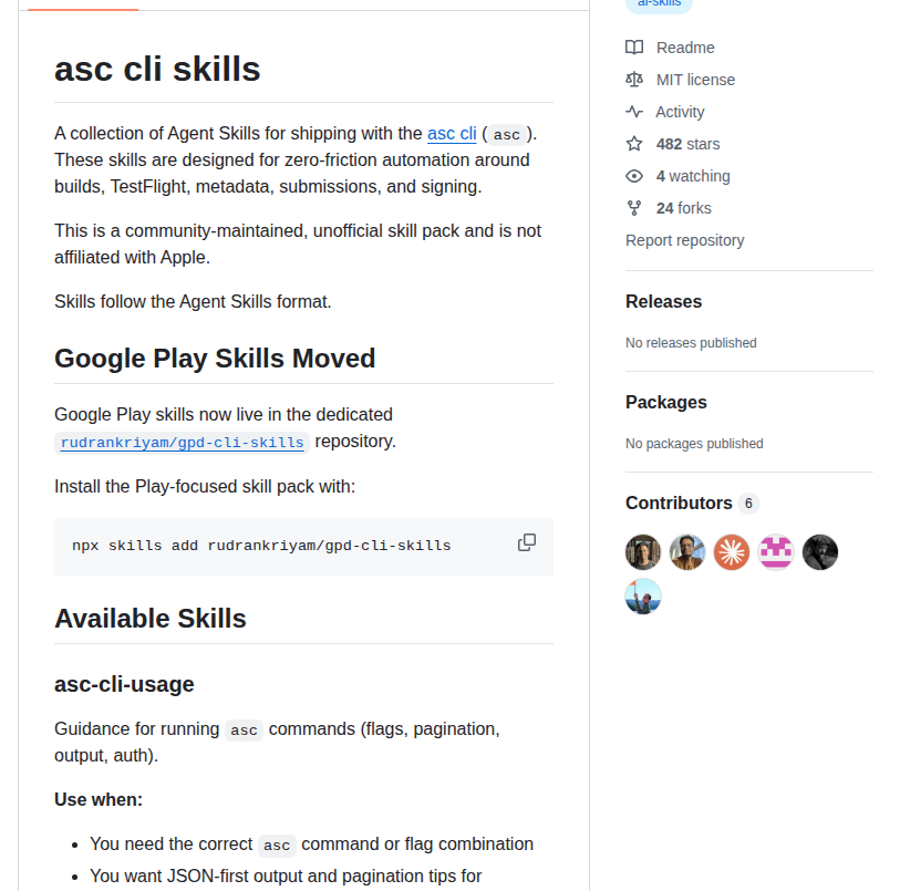 Rudrankriyam App Store Connect Cli Skills screenshot