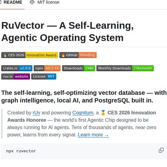 Ruvnet Ruvector screenshot