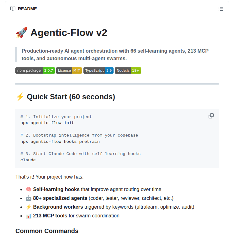 Ruvnet Agentic Flow screenshot