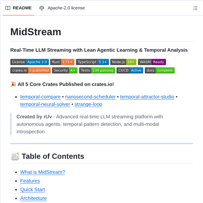 Ruvnet Midstream screenshot