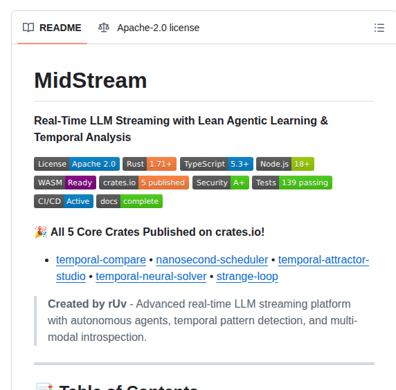Ruvnet Midstream screenshot
