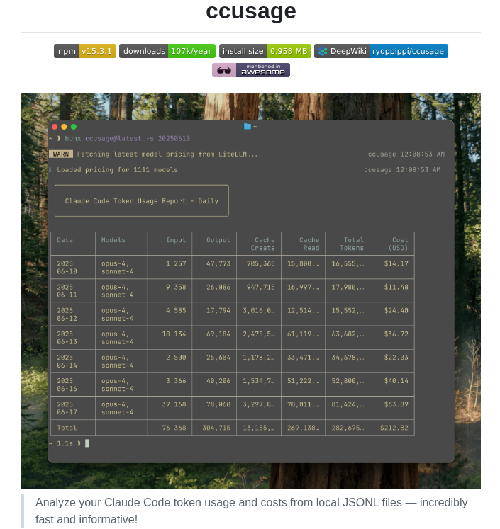 Ryoppippi Ccusage screenshot