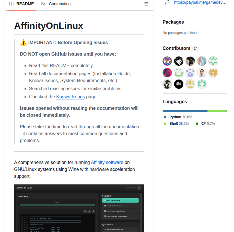 Ryzendew Linux Affinity Installer screenshot