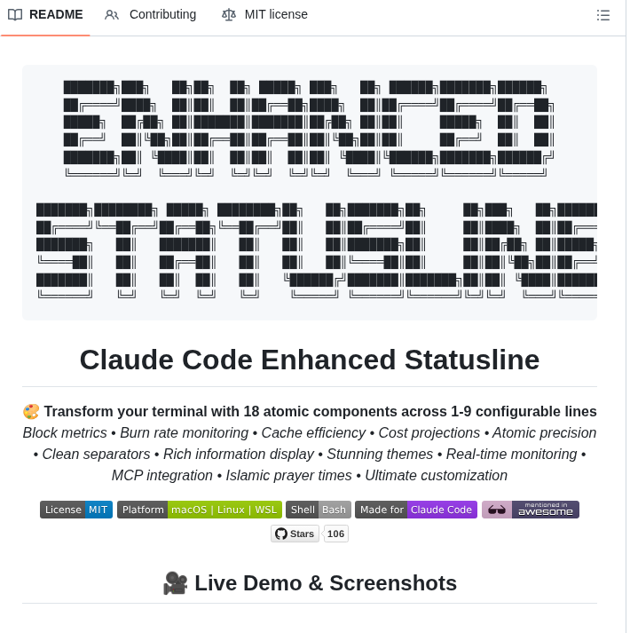 Rz1989s Claude Code Statusline screenshot
